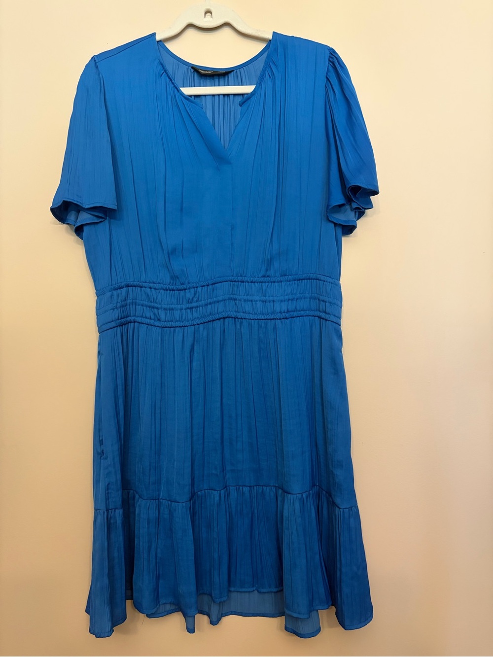 Simply Vera Vera Wang Bright Blue V-Neck Pleated Tiered Dress